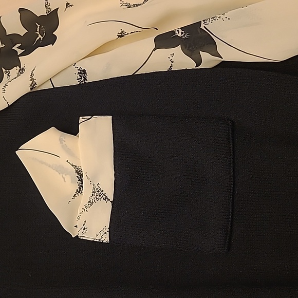 NWOT VTG 1970s Anthony Sicari Black and White Sheer Sleeved Sweater - Picture 12 of 13